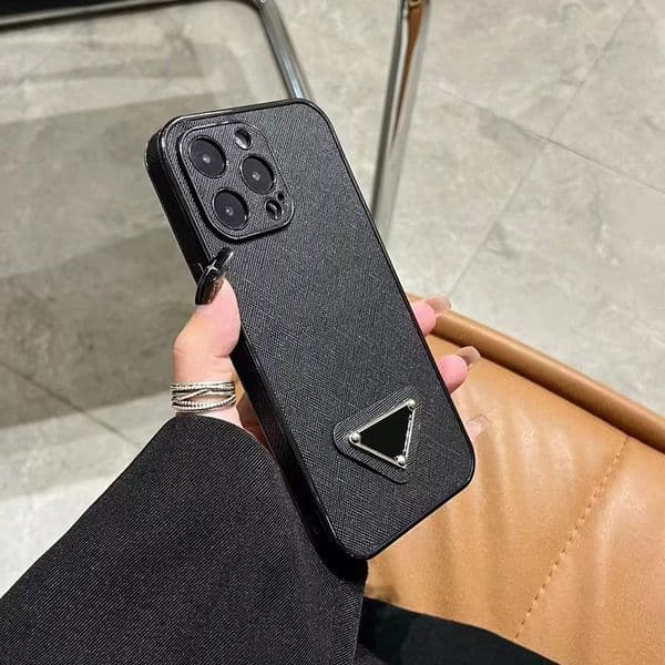 Designer Phone for Apple iPhone 16 Pro Max Cases 15 Promax Case 14 Plus 13 12 11 PU Leather Full Coverage Lens Ring Veet Lining Back Cover Coque Funda Black