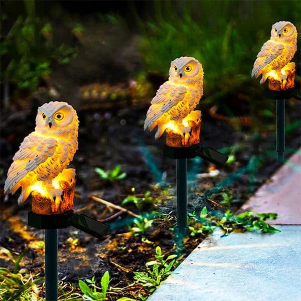 Garden Decorations Garden Owl Landscape Light Ornaments Animal Night Light Decoration Resin Owl Sculpture Courtyard Lamp Decoration Outdoor Crafts 231120