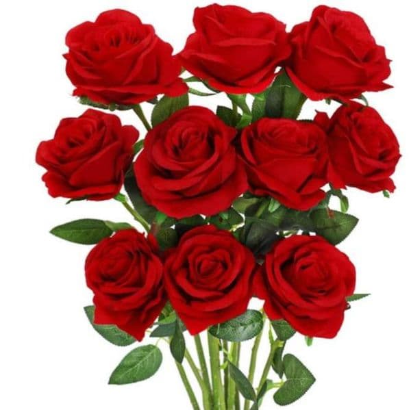 Artificial Flowers Bouquet Red Silk Fake Rose Flower for Wedding Home Table Decoration Christmas Valentine's Day Gifts
