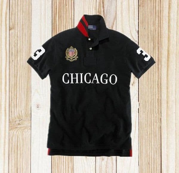 Mens Short-Sleeved Polo Shirts CHICAGO City Version 100% Cotton Embroidered S-5XL