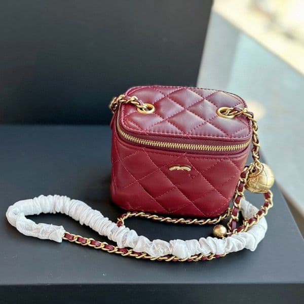 Luxury Box Bag Golden Ball Chain Diamond Grid Leather Bag Mini Square Bag Women's Designer Crossbody Bags
