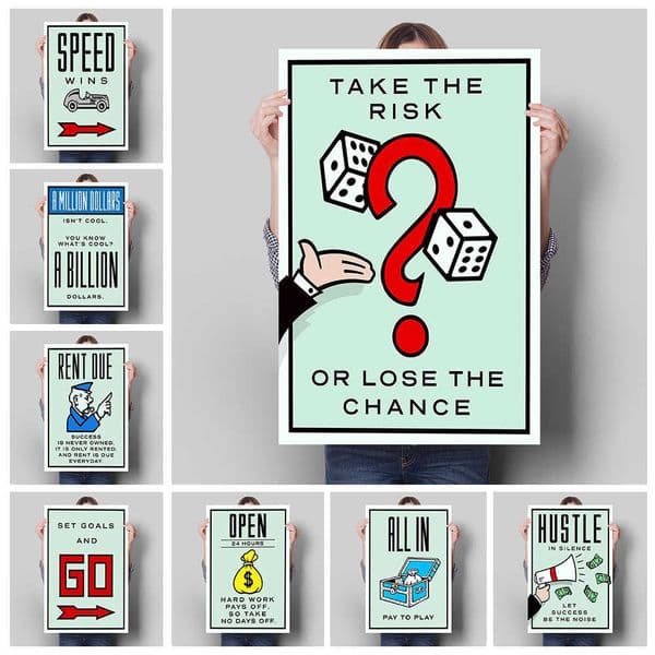 Wallpapers Monopoly Millionaire Money Canvas Decorative Painting Motivational Quote Art Poster Cartoon Figure Mural Home Wall Decor Picture J230224