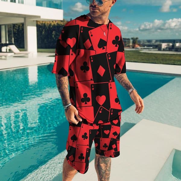 Men's Tracksuits Summer Menswear Casual Menswear T-shirtShorts Sportswear Spades A Personalized Fashion Trend Creative 3D 230424