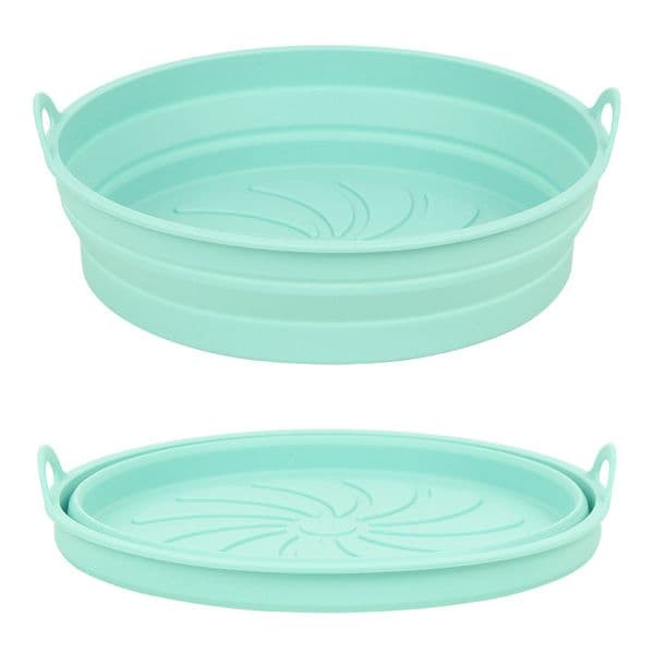 Foldable Reusable Air Fryer Silicone Liners Pot Basket Bowl Pan Folding Oven Tray Food Safe Non Stick Baking Tray HW0003