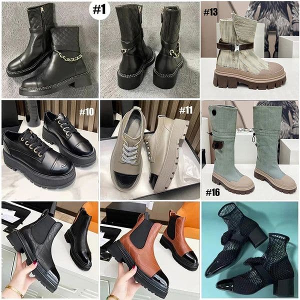 Premium/Good Fashion Women's Middle Boots Mesh Sock Boots with Brand Logo Lace-up Leather Casual Shoes