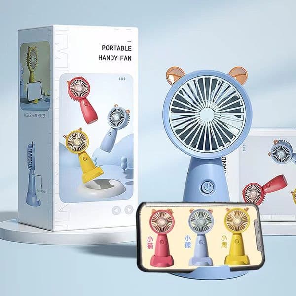 USB Small Electric Summer Student Desktop Handheld Mini Fan with Data Cable and Mounting Base Portable