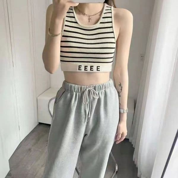 Designer Womens crop top knits tee tank tops women clothing fashion letter print summer sleeveless pullover vest casual camis sexy streetwear
