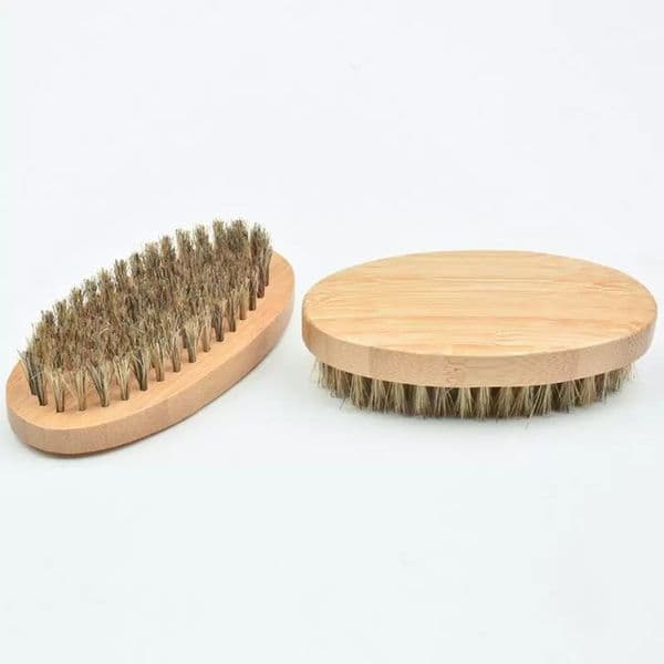 Bristle Hair Brush Hard Round Wood Handle Anti-static Boar Comb Hairdressing Tool For Men Beard Trim Customizable sxaug16
