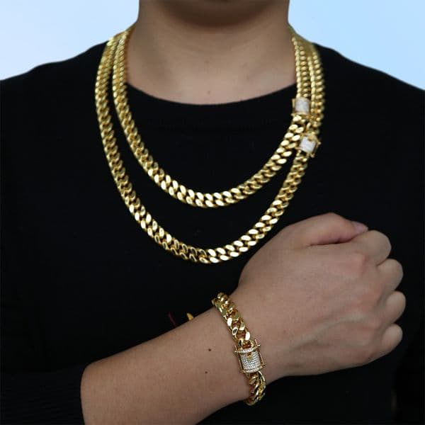 2026 New Fashion Hip Hop Chain Gold Filled Curb Cuban Long Necklace Link Men Choker Male Female Collier Jewelry 61Cm 71Cm Designer