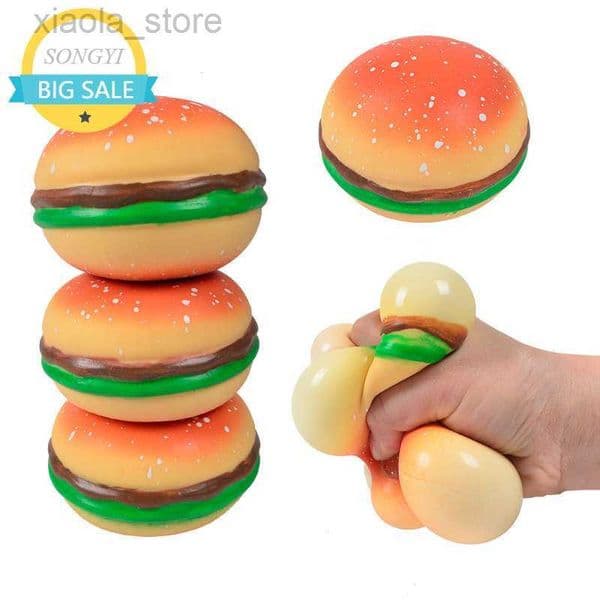 2026 New Burger Stress 3D Squishy Hamburger Toys Decompression Silicone Squeeze Ball Fidget Sensory Toy 2022 Toy