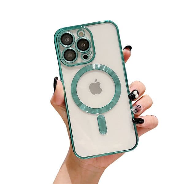 New iPhone Case Luxury Transparent Magnetic Magsafe Wireless Charging Case For iPhone 14 13 12 11 Pro Max Clear Plating Soft Silicone Cover