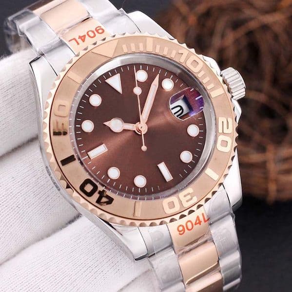 Classic Mens Bigger Date Mirror Automatic watch Mechanical Movement Bussines Men Master Watches Yyachtoysterr Steel Rubber Original Wristwatches