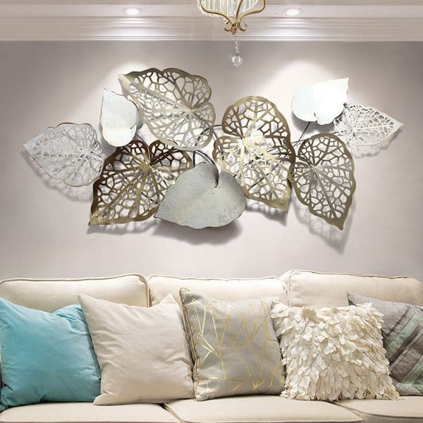 Novelty Items Three-dimensional Wrought Iron Wall Decoration Living Room Sofa Background Hanging Creative Leaf Shape 230428