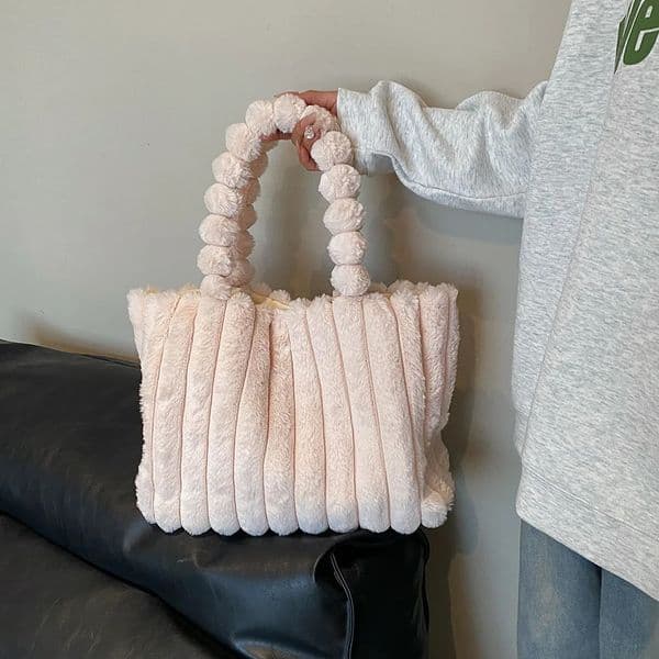 NEW Evening Bags Fashion Plush Tote Bag Casual Top Handbag Solid Fluffy Shoulder Large Capacity Furry Shopping Stylish Travel Pouch Purse original design