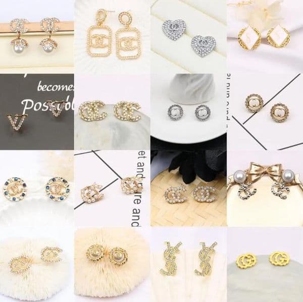 Mixed Random Send Luxury Desinger Earrings Letters Stud Geometric Famous Women Tassels Crystal Rhinestone Pearl Earring Wedding Party Jewelry