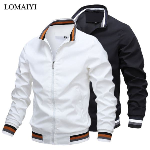 Mens Jackets Autumn Jacket Men Spring Striped Coat Over Size Male Windbreaker White Casual Coats Man Bomber Summer BM335 230203