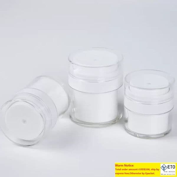 wholesale 15 30g White Simple Airless Cosmetic Bottle 50g Acrylic Vacuum Cream Jar Cosmetics Pump Lotion Container thumbnail 2