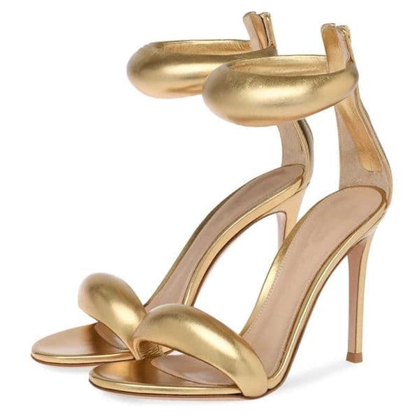 Dress Shoes One-strap Women Sandals Sexy Gold Stiletto Heel Back Zip Cover Heels Sandals Woman 2022 Designer Shoes Luxury Summer Sandalias G230130