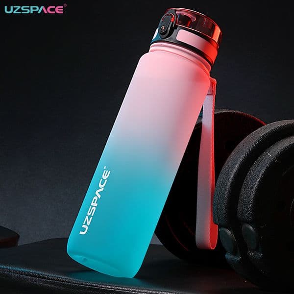 water bottle UZSPACE 1000ml Sport Water Bottle With Time Marker Leakproof Dropproof Frosted Tritan Cup For Outdoor Travel School Gym BPA Free 230206