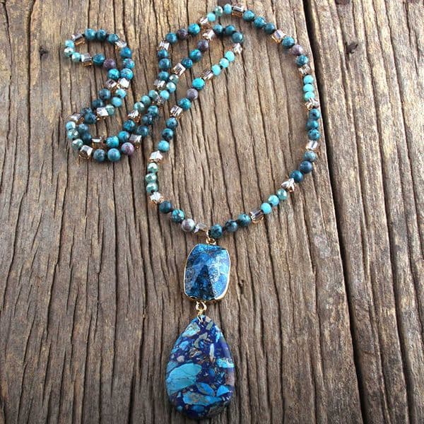 Pendant Necklaces RH Fashion Bohemian Jewelry Natural Stones With Semi Precious Links Drop Stone Pendant Boho Necklaces For Women Gift Dropship G230206