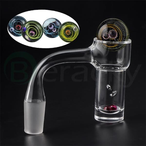 Full Weld Beveled Edge Auto Highbrid Quartz Banger With 22mm Terp Pearl & 6mm Ruby Quartz Banger Nail Set
