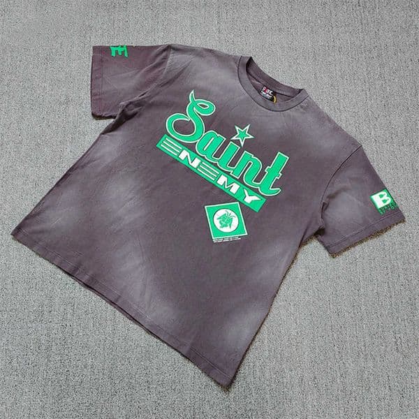 Men's T-Shirts Frog drift Fashion SAINT MICHAEL Vintage Retro Crackle printing Oversize Loose Tee T-shirt Tops for Men L260611