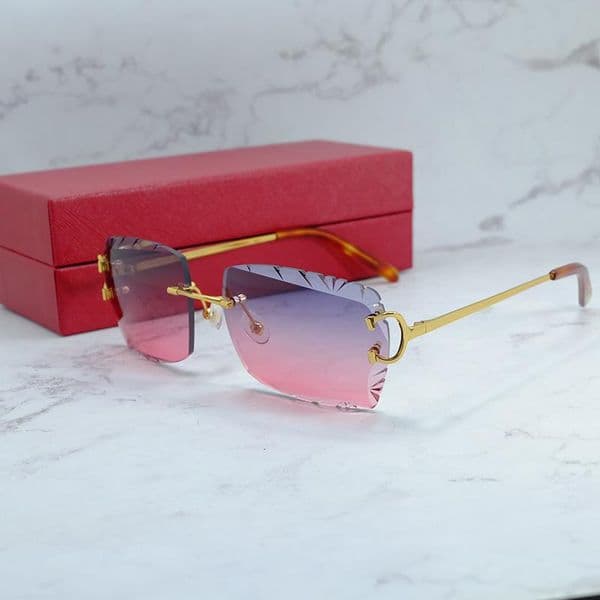Designer men lunette luxe sunglasses for women Driving Outdoor Protect classic Fashin Rimless shades luxury glasses rectangle buffalo horn