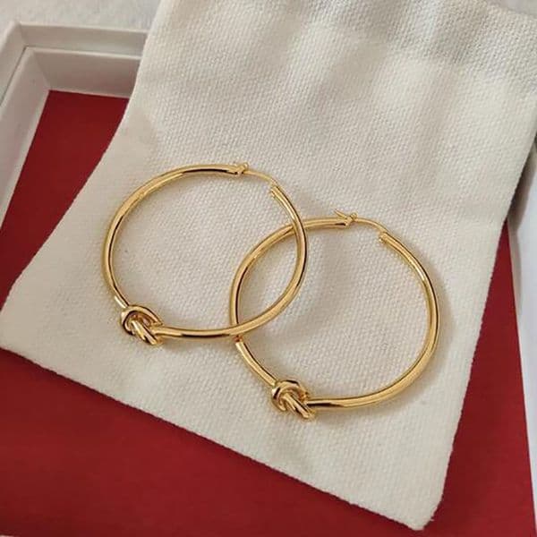 Famous Designer Gold Large Round Knot Hoop Earrings For Women Top Quality Jewelry Charm Gift With Box