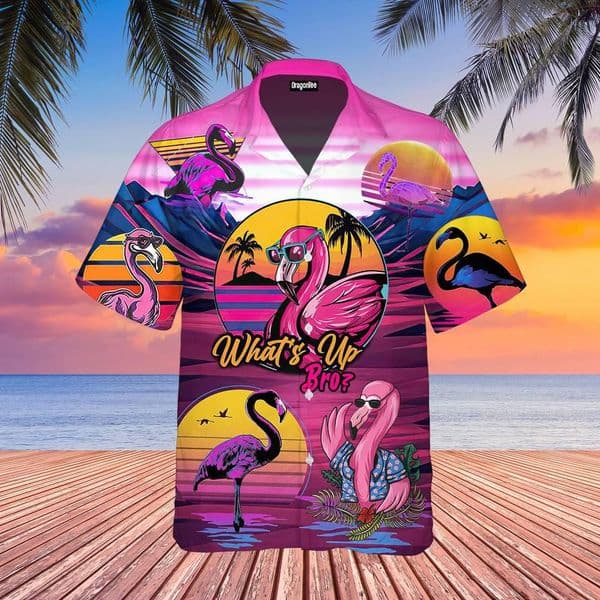 Men's Casual Shirts Summer Hawaiian for Men 3d Cartoon Flamingo Beach Oversized Funny Clothing Fashion Short Sleeve 230211