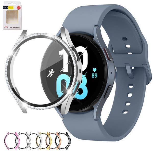 With Retail box Dia Screen Protector watch Case for Samsung Watch 7 6 4/5 40mm 44mm Bling Crystal Full Cover Protective Cases PC Bumper