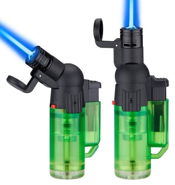 Latest Plastic Torches Torch Jet Lighter With Adjustable Head Windproof Butane Flame Refillable Micro Culinary Cigarette Lighters Cigar Igniter 3 Colors