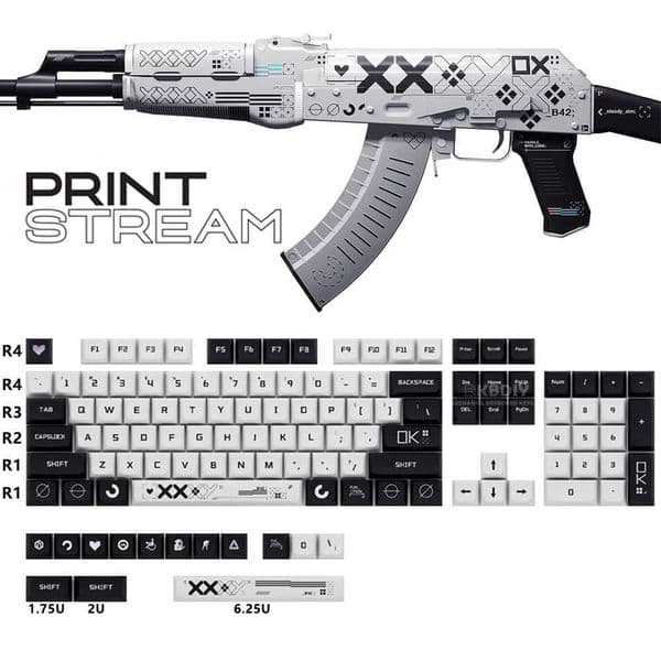 Keyboards KBDiy 118 Keys/Set Print Stream PBT Keycaps XDA Profile MX Switch DYE-SUB cs go Keycap for DIY Mechanical Gaming Keyboard Custom T230215