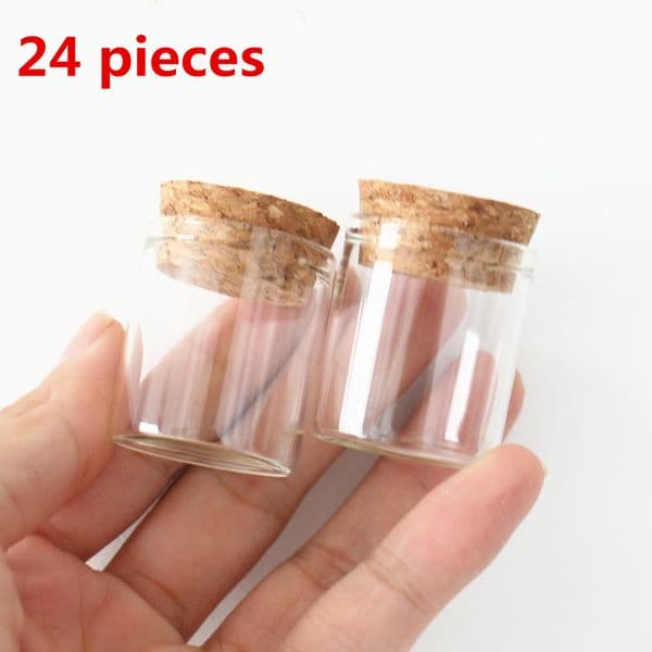 Storage 24 pcs/lot 25*30*35mm 12ml Small Bottle Stopper Glass Test Tube Corks Spice Mini DIY Vial Bottles Container Jars 230217