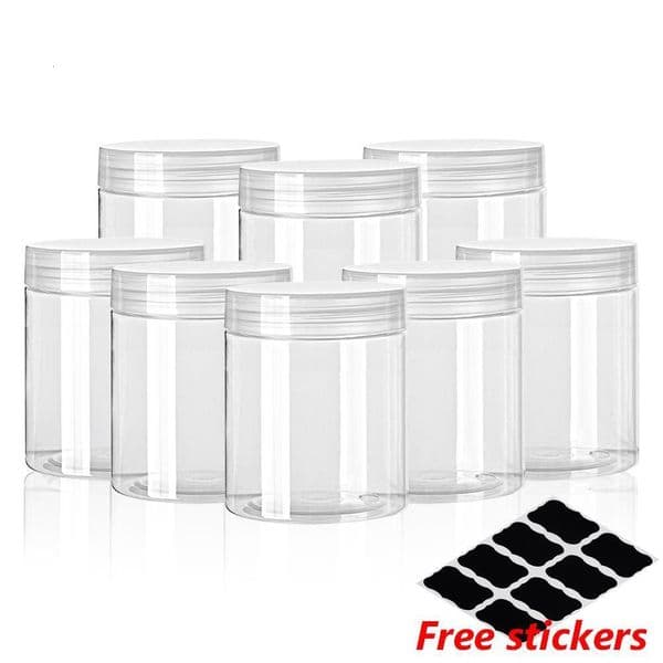 Storage Bottles Jars 10pcs 30/50/60/80/100/120/150ml Food Storage Jars Clear Lid Bottle Pot Balm Plastic Container Can Tin Transparent Screw Empty 230217