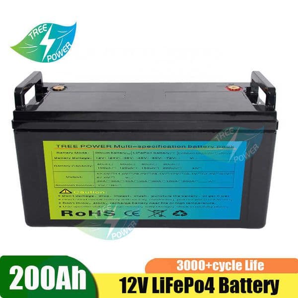 12V 200ah lifepo4 battery pack 150A Rechargeable battery Lithium Iron Phosphate with BMS for RV Solar Energy Inverter
