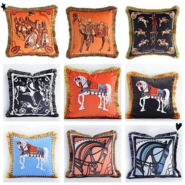Luxury Case Designer Horse Carriage Print Home Pillow Cover 26W0117 Pillow Case