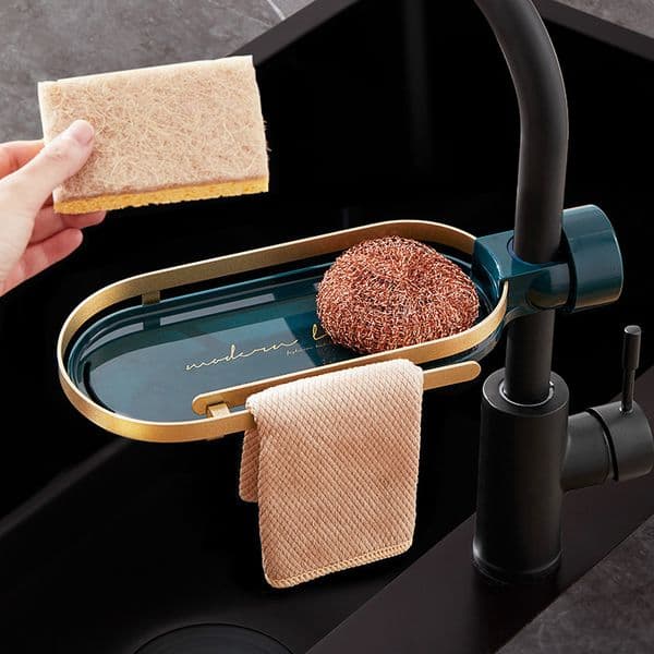 Dish Racks Faucet Storage Dry Shower Rod Bathroom Sink Drain Soap Sponge Rag Holder For Kitchen Accessories 230221