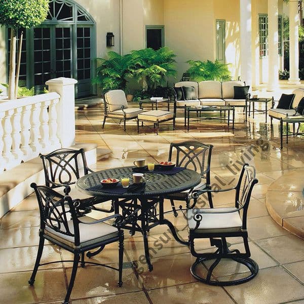 Gensun Outdoor Garden furniture Sets with four Chairs and a round aluminium patio table