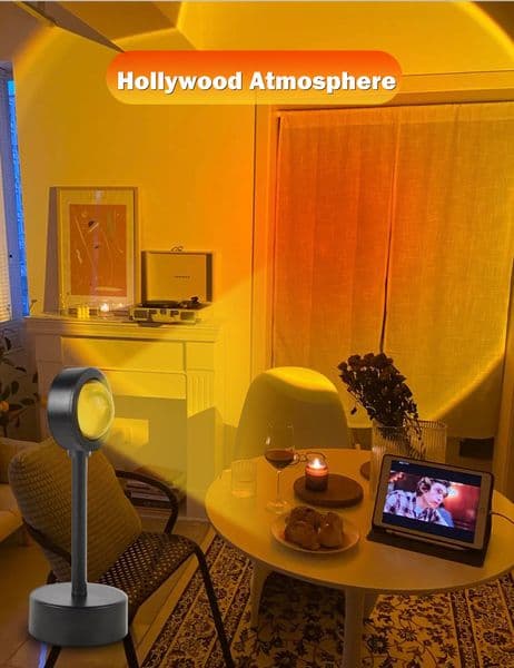 USB Rainbow Sunset Light Red Projector Led Night Light Sun Projection Desk Lamp Bedroom Bar Coffee Shop