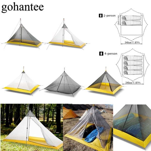 Tents and Shelters Ultralight Tent 24 Person Outdoor 40D Nylon Silicone Coated Rodl Pyramid Large Tent Breathable 34 Season Inner Tent J230223