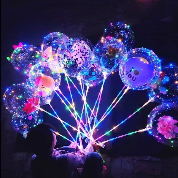 Novelty Lighting Bobo Balloons White color DIY String Lights 20 inch Transparent Bobos Balloon with Multicolored Lights Partys Wedding Decoration crestech168