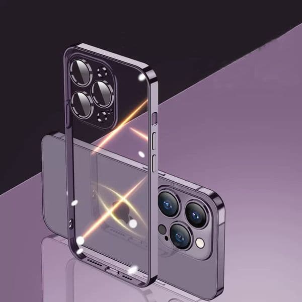 Ultra Thin Clear Plating Case For iPhone 11 12 13 14 Pro Max X XR XS Max 8 7 Plus Camera Lens Protective Transparent Electroplate Edge Soft TPU Back Cover
