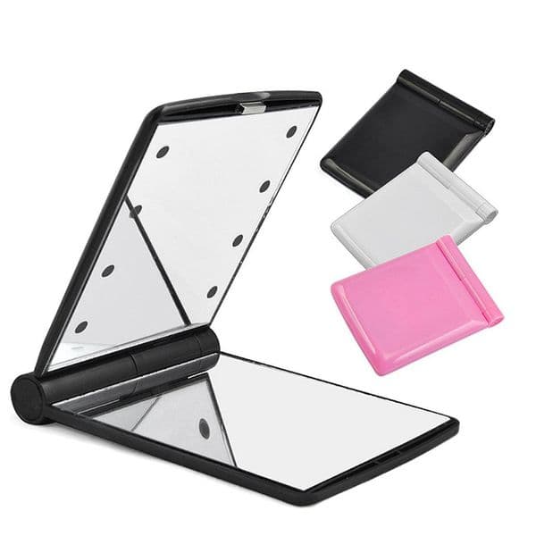 8 LED Lights Lamps Cosmetic Mirrors Foldable Makeup Mirrors Women Girls Portable Travel Cosmetic Mini Compact Pocket Mirror Luces LED Lamparas Espejos Cosmeticos