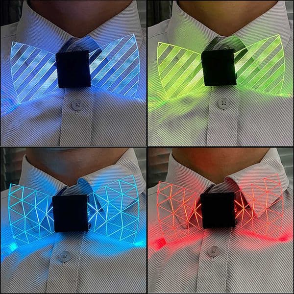 Neck Ties Flashing LED Acrylic Bow Tie Luminous LED Bow Tie Bar Club Costume Decoration Men Glowing Bow Tie Glow Party Supplies J230227
