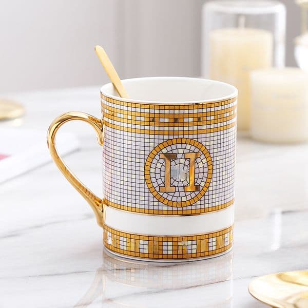 Factory Direct Supply European Creative Gold Rim Ceramic Mug Home Breakfast Afternoon Tea Coffee Cup Wholesale