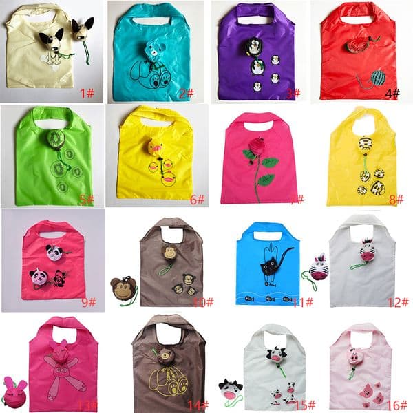 Reusable Grocery Bags Foldable Shopping Bag Cute Cartoon Various Animals Strong Grocery Tote Bags For Travel Kitchen Storage Bolsas De Supermercado Reutilizables