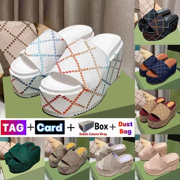 designer beach slippers sandal sliders macaron thick sole non slip soft sole fashion high heel wedge platform sl guccis pradas uggs chanels fendis hermes versaces lv