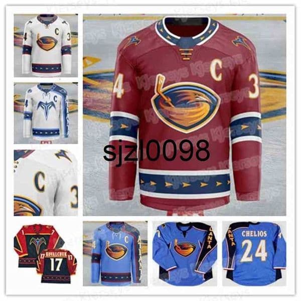 Sj98 CeoVintage Thrashers Premier Hockey Jersey 32 Kari Lehtonen 15 Dany Heatley 17 Ilya Kovalchuk 39 Tobias Enstrom 16 Marian Hossa 27