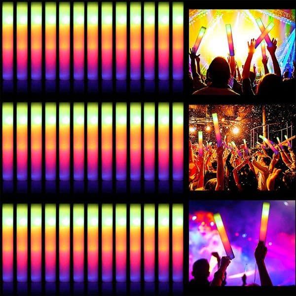 Foam LED RGB Stick Cheer Tube Colorful Light Glow In The Dark Birthday Wedding Supplies Festival Party Decorations Weddg