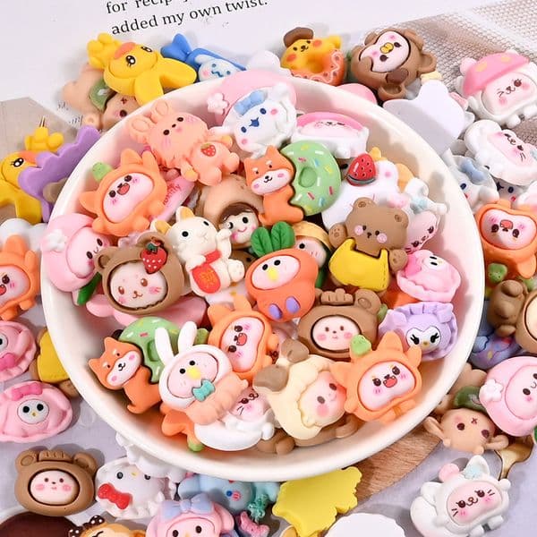 Cartoon Resin Accessories Multi-style Little Rabbits Bears Monkeys Phone Cases and Hairpin Handmade Diy Accessorie
